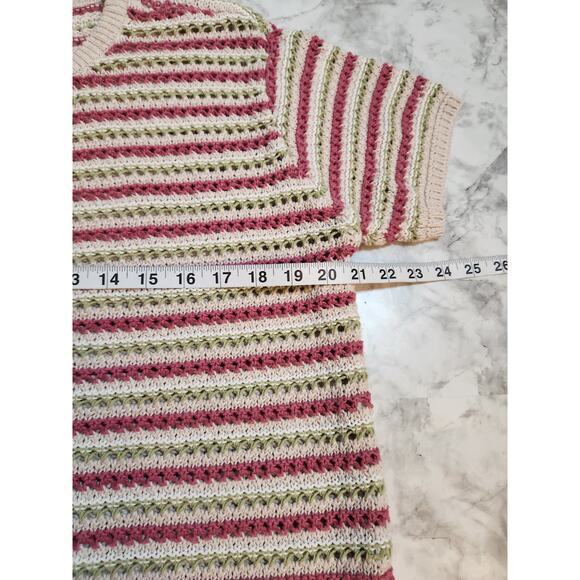 Liz Claiborne Women's Multicolor Stripe Short Sleeve Button‎ Front Cardigan Sz L - Picture 4 of 5